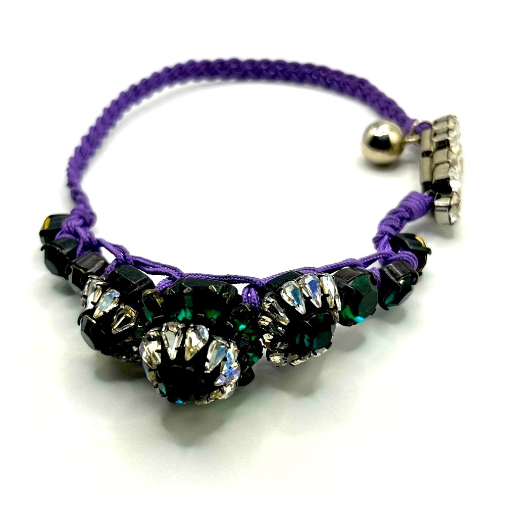 Shourouk Crystal & Braided Cord Baraka Karma Wrap Bracelet